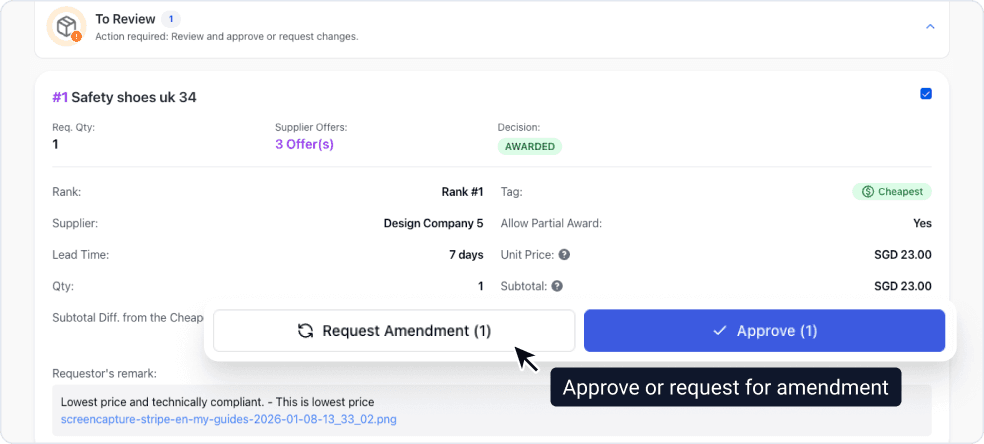 RFQ Step 8: Approval Workflow